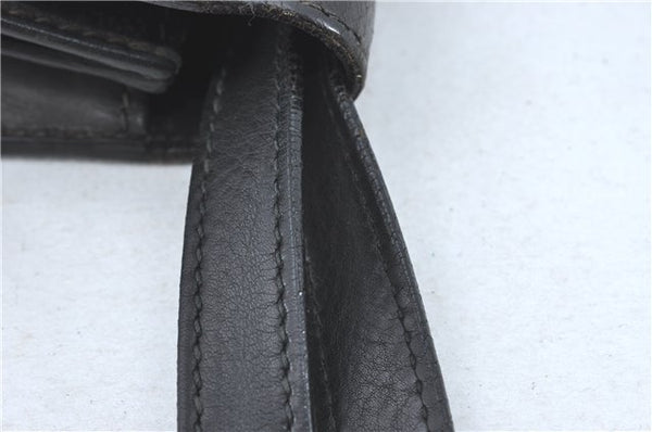 Authentic GUCCI Clutch Hand Bag Purse Leather Black J1891