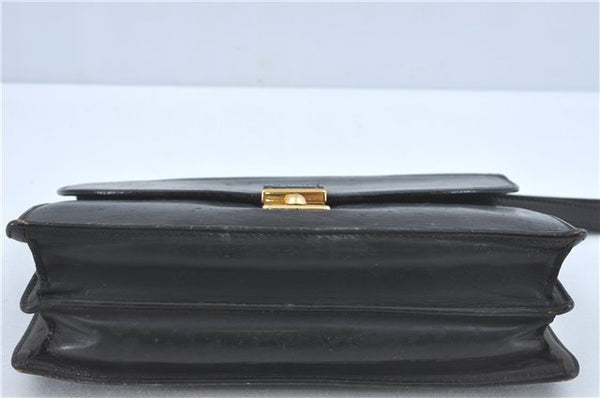Authentic GUCCI Clutch Hand Bag Purse Leather Black J1891