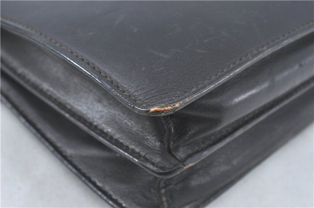 Authentic GUCCI Clutch Hand Bag Purse Leather Black J1891