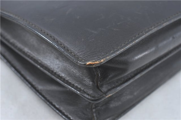 Authentic GUCCI Clutch Hand Bag Purse Leather Black J1891