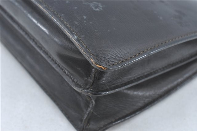 Authentic GUCCI Clutch Hand Bag Purse Leather Black J1891