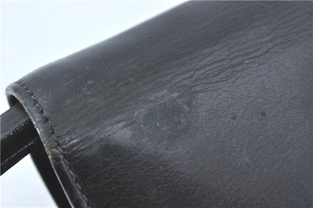 Authentic GUCCI Clutch Hand Bag Purse Leather Black J1891