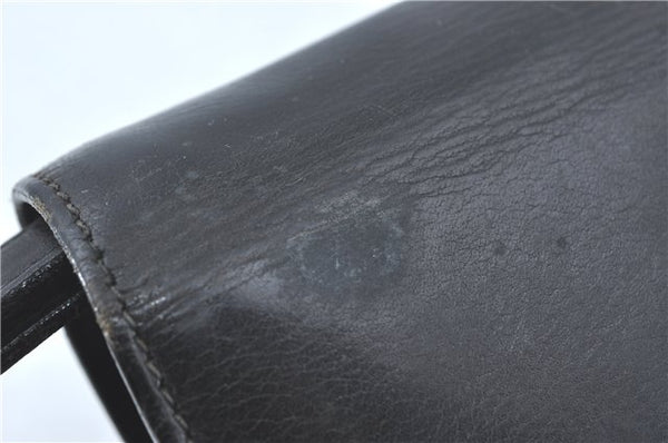 Authentic GUCCI Clutch Hand Bag Purse Leather Black J1891