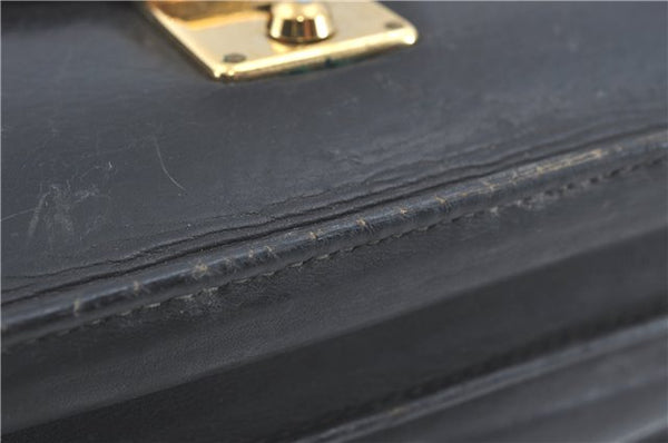 Authentic GUCCI Clutch Hand Bag Purse Leather Black J1891