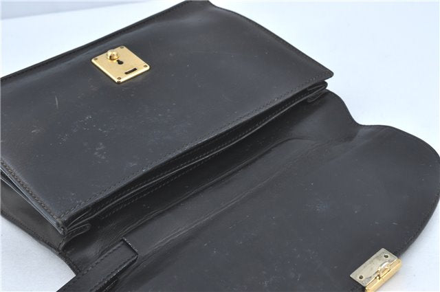 Authentic GUCCI Clutch Hand Bag Purse Leather Black J1891