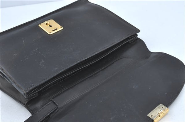 Authentic GUCCI Clutch Hand Bag Purse Leather Black J1891