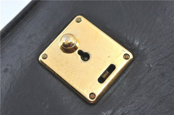 Authentic GUCCI Clutch Hand Bag Purse Leather Black J1891