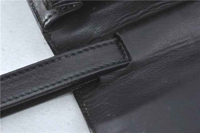 Authentic GUCCI Clutch Hand Bag Purse Leather Black J1891