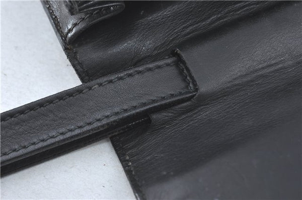 Authentic GUCCI Clutch Hand Bag Purse Leather Black J1891