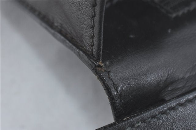 Authentic GUCCI Clutch Hand Bag Purse Leather Black J1891