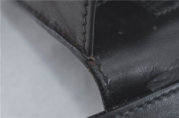 Authentic GUCCI Clutch Hand Bag Purse Leather Black J1891