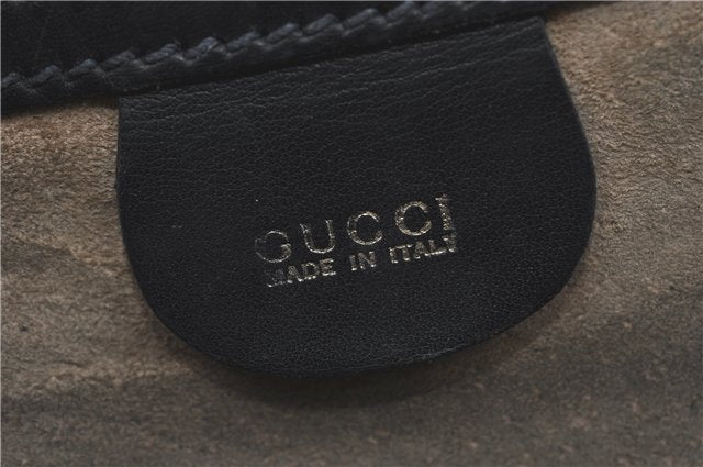 Authentic GUCCI Clutch Hand Bag Purse Leather Black J1891