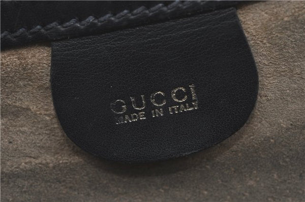 Authentic GUCCI Clutch Hand Bag Purse Leather Black J1891