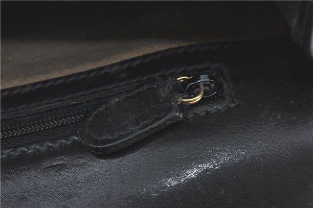 Authentic GUCCI Clutch Hand Bag Purse Leather Black J1891