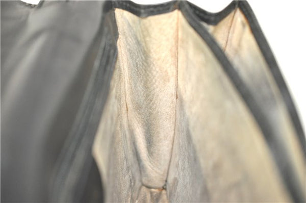 Authentic GUCCI Clutch Hand Bag Purse Leather Black J1891