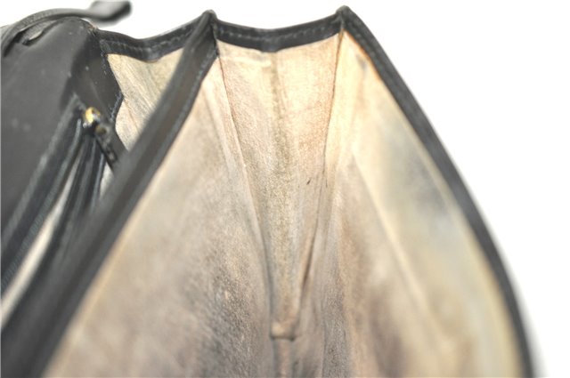 Authentic GUCCI Clutch Hand Bag Purse Leather Black J1891