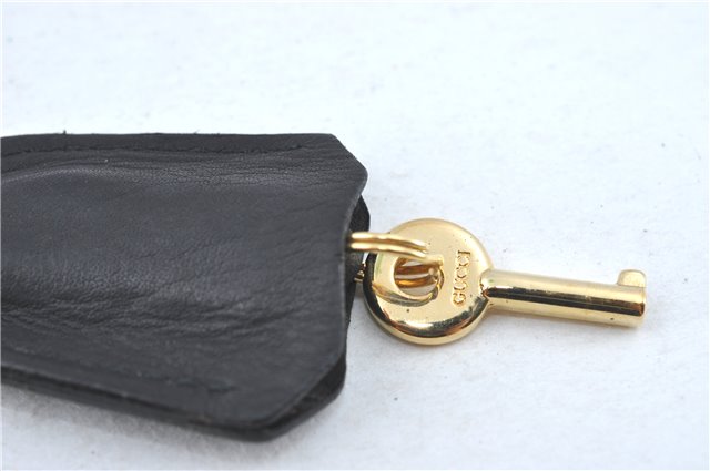 Authentic GUCCI Clutch Hand Bag Purse Leather Black J1891