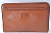 Authentic Burberrys Vintage Leather Cluth Bag Purse Brown J1892