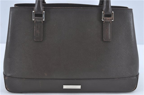 Authentic BURBERRY Vintage Leather Shoulder Hand Bag Purse Brown J1893