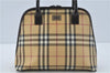 Authentic BURBERRY Vintage Nova Check Hand Bag Purse PVC Leather Beige J1894