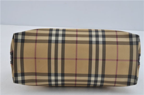 Authentic BURBERRY Vintage Nova Check Hand Bag Purse PVC Leather Beige J1894