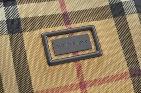 Authentic BURBERRY Vintage Nova Check Hand Bag Purse PVC Leather Beige J1894