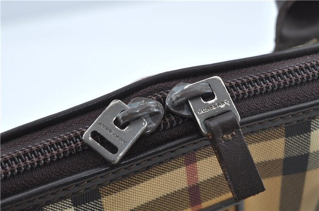 Authentic BURBERRY Vintage Nova Check Hand Bag Purse PVC Leather Beige J1894
