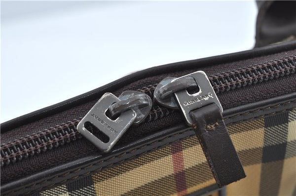Authentic BURBERRY Vintage Nova Check Hand Bag Purse PVC Leather Beige J1894