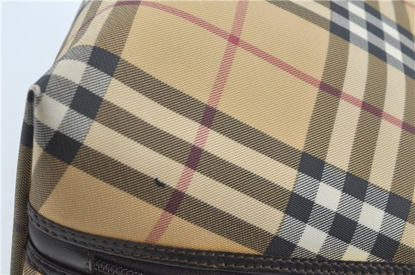 Authentic BURBERRY Vintage Nova Check Hand Bag Purse PVC Leather Beige J1894