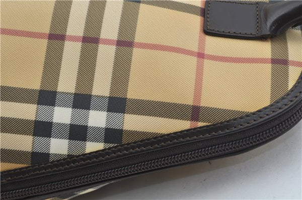 Authentic BURBERRY Vintage Nova Check Hand Bag Purse PVC Leather Beige J1894