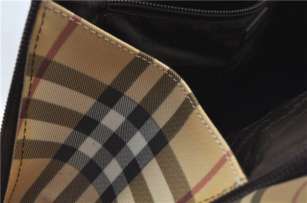 Authentic BURBERRY Vintage Nova Check Hand Bag Purse PVC Leather Beige J1894