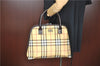 Authentic BURBERRY Vintage Nova Check Hand Bag Purse PVC Leather Beige J1894
