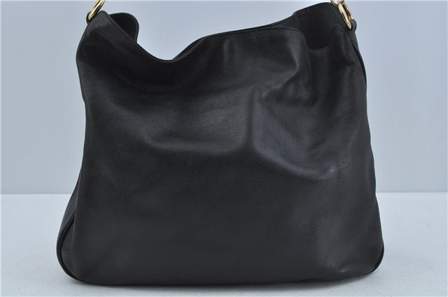 Authentic GUCCI Bamboo 2Way Shoulder Hand Bag Leather Black Junk J1896