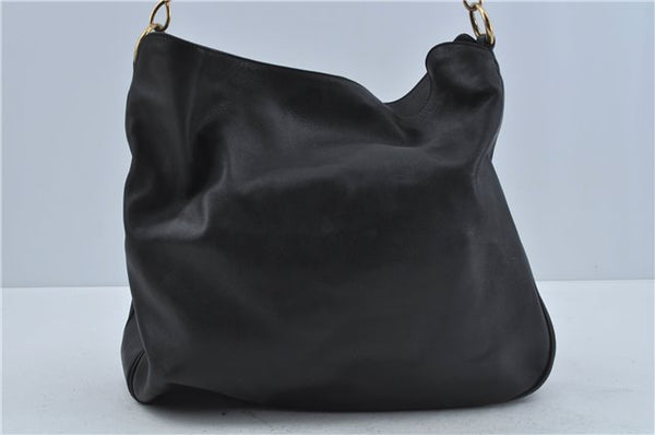 Authentic GUCCI Bamboo 2Way Shoulder Hand Bag Leather Black Junk J1896