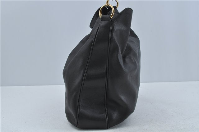 Authentic GUCCI Bamboo 2Way Shoulder Hand Bag Leather Black Junk J1896