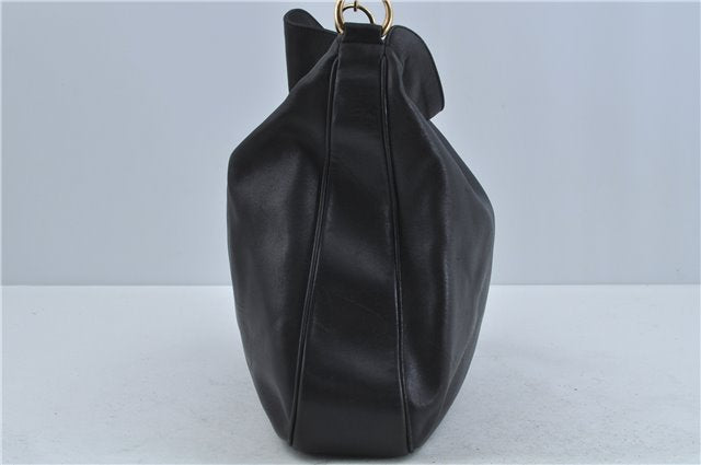 Authentic GUCCI Bamboo 2Way Shoulder Hand Bag Leather Black Junk J1896