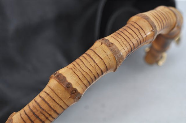 Authentic GUCCI Bamboo 2Way Shoulder Hand Bag Leather Black Junk J1896