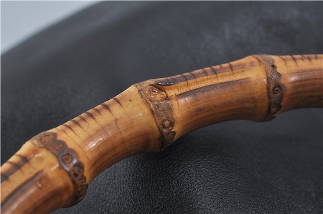 Authentic GUCCI Bamboo 2Way Shoulder Hand Bag Leather Black Junk J1896