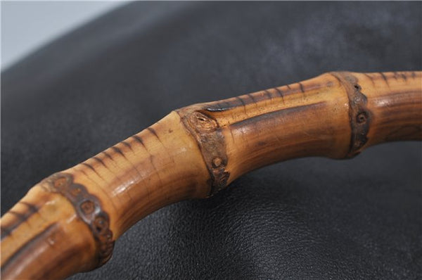 Authentic GUCCI Bamboo 2Way Shoulder Hand Bag Leather Black Junk J1896