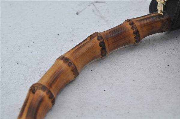 Authentic GUCCI Bamboo 2Way Shoulder Hand Bag Leather Black Junk J1896