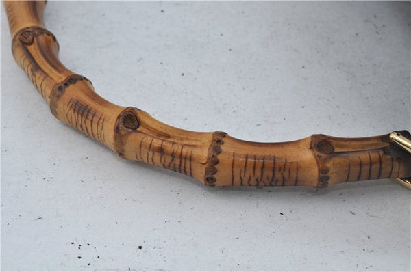 Authentic GUCCI Bamboo 2Way Shoulder Hand Bag Leather Black Junk J1896