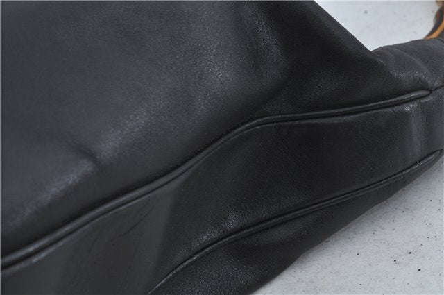 Authentic GUCCI Bamboo 2Way Shoulder Hand Bag Leather Black Junk J1896