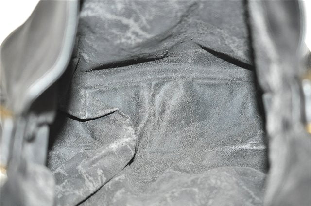 Authentic GUCCI Bamboo 2Way Shoulder Hand Bag Leather Black Junk J1896