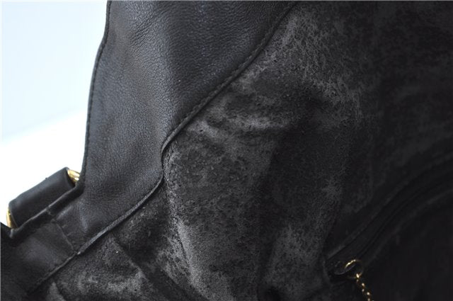 Authentic GUCCI Bamboo 2Way Shoulder Hand Bag Leather Black Junk J1896