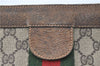 Authentic GUCCI Web Sherry Line Clutch Hand Bag Purse GG PVC Leather Brown J1897