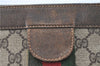 Authentic GUCCI Web Sherry Line Clutch Hand Bag Purse GG PVC Leather Brown J1897