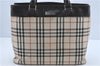 Authentic BURBERRY Vintage Nova Check Hand Bag Purse Nylon Leather Beige J1899