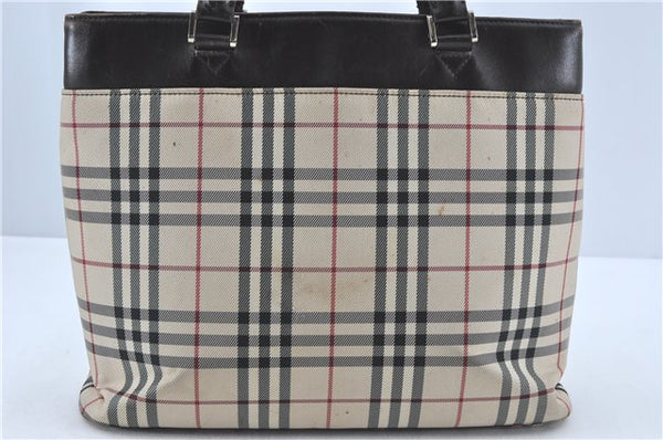 Authentic BURBERRY Vintage Nova Check Hand Bag Purse Nylon Leather Beige J1899