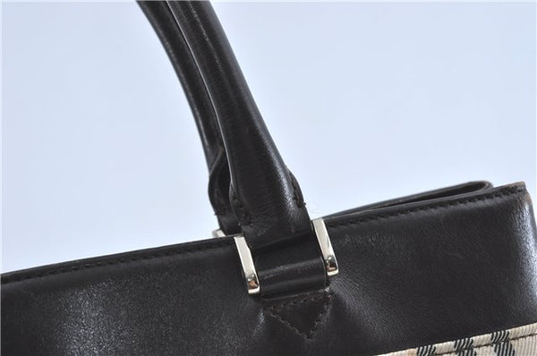 Authentic BURBERRY Vintage Nova Check Hand Bag Purse Nylon Leather Beige J1899