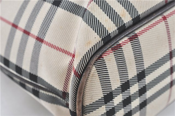 Authentic BURBERRY Vintage Nova Check Hand Bag Purse Nylon Leather Beige J1899
